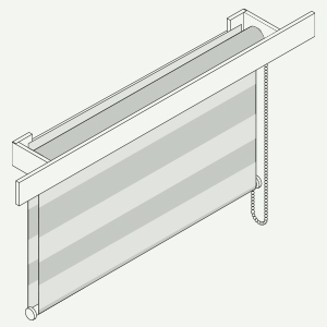 Render di una tenda a rullo sistema stripes